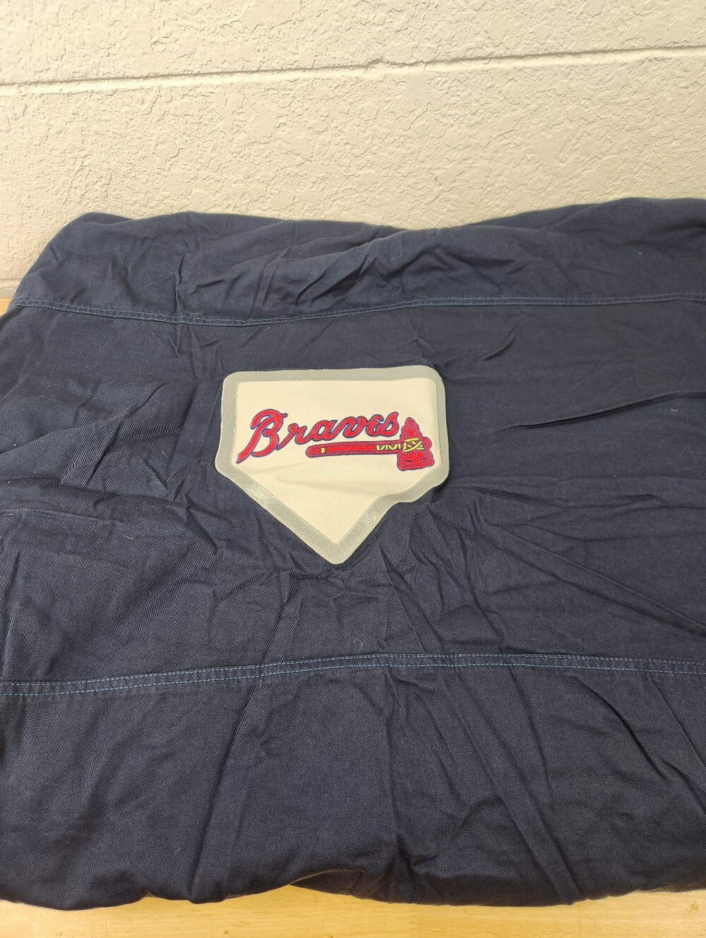 Pottery Barn Teen Cargo Pocket Duvet Cover Sz F/Q Baseball Braves Navy NOS